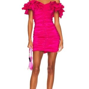 Lovers + Friends Nikolina Ruched Dress Magenta Pink Size Small